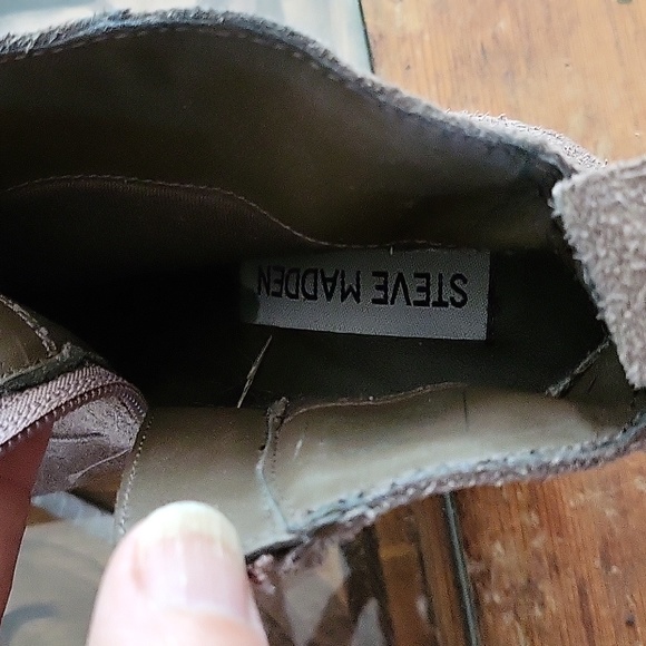 Steve Madden PLOVER Taupe Suede Leather Zippered heeles booties 8 - Picture 6 of 12
